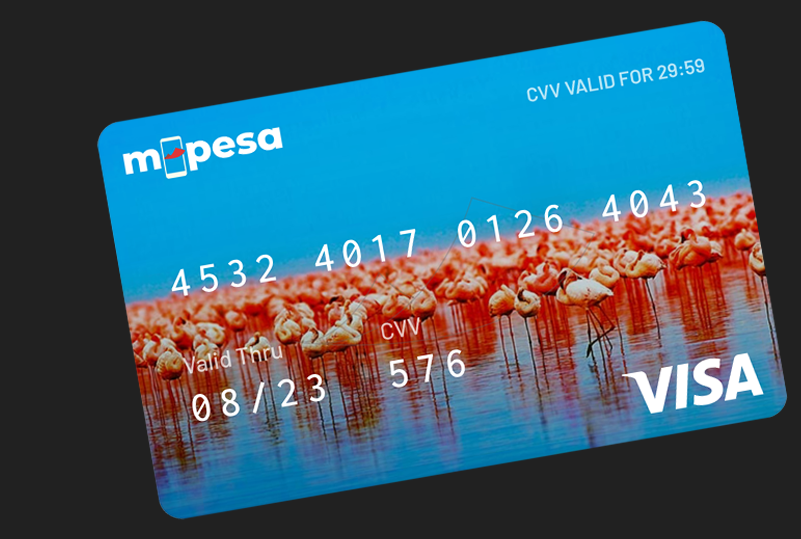 An illustration of the M-Pesa GlobalPay Virtual VISA Card.